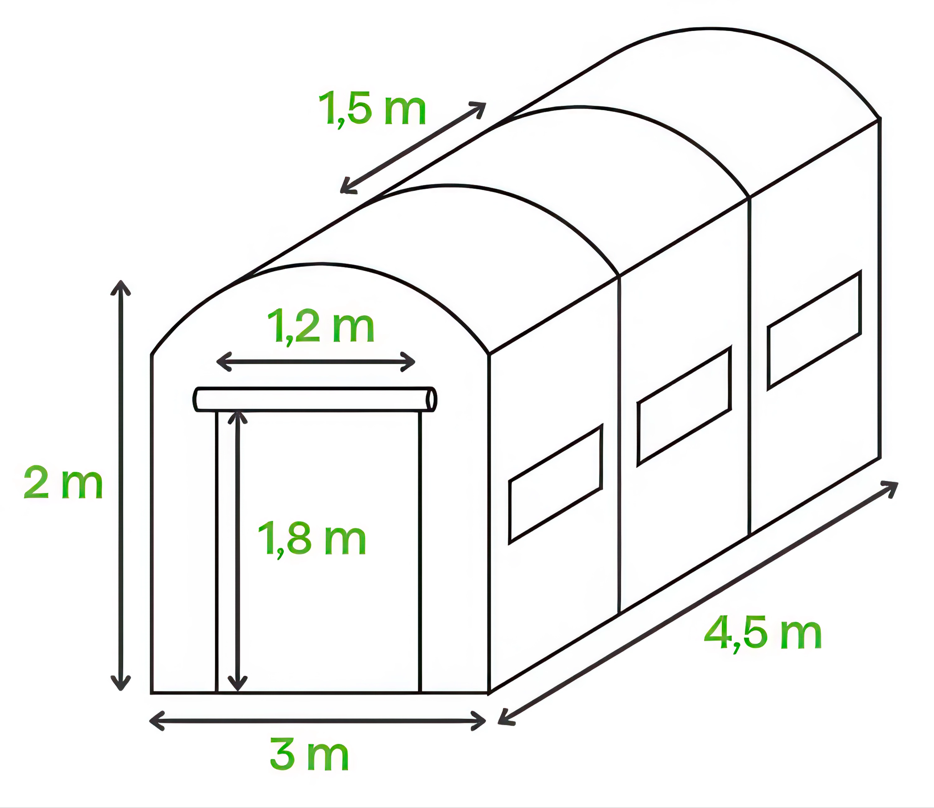 Wymiary tunelu foliowego od Cultivo 13,5m2 3x4,5,2