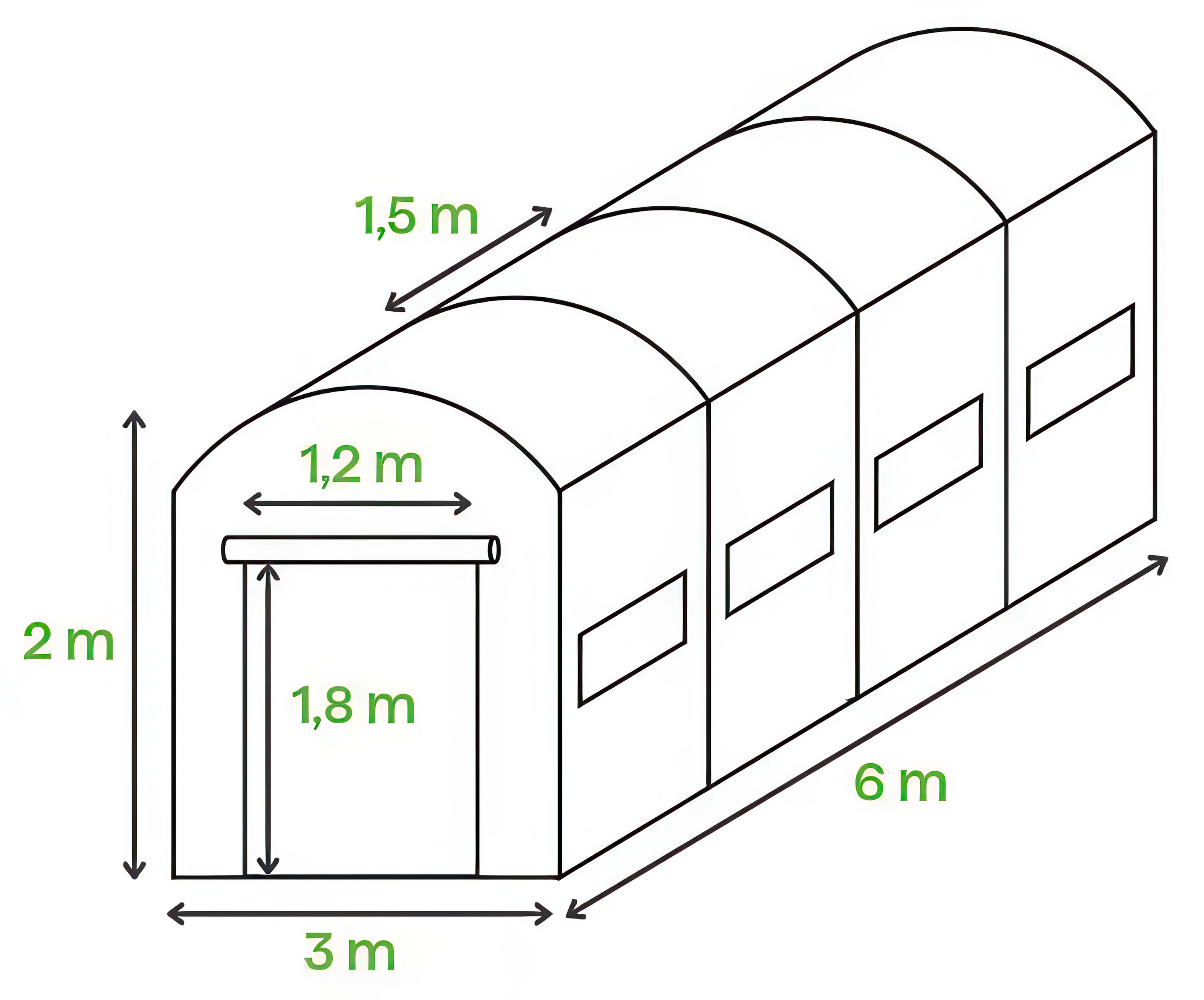 Wymiary tunelu foliowego od Cultivo 3x6x2 18m2