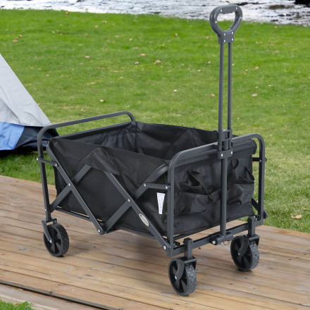 Czarny wózek składany na kółkach w aranżacji