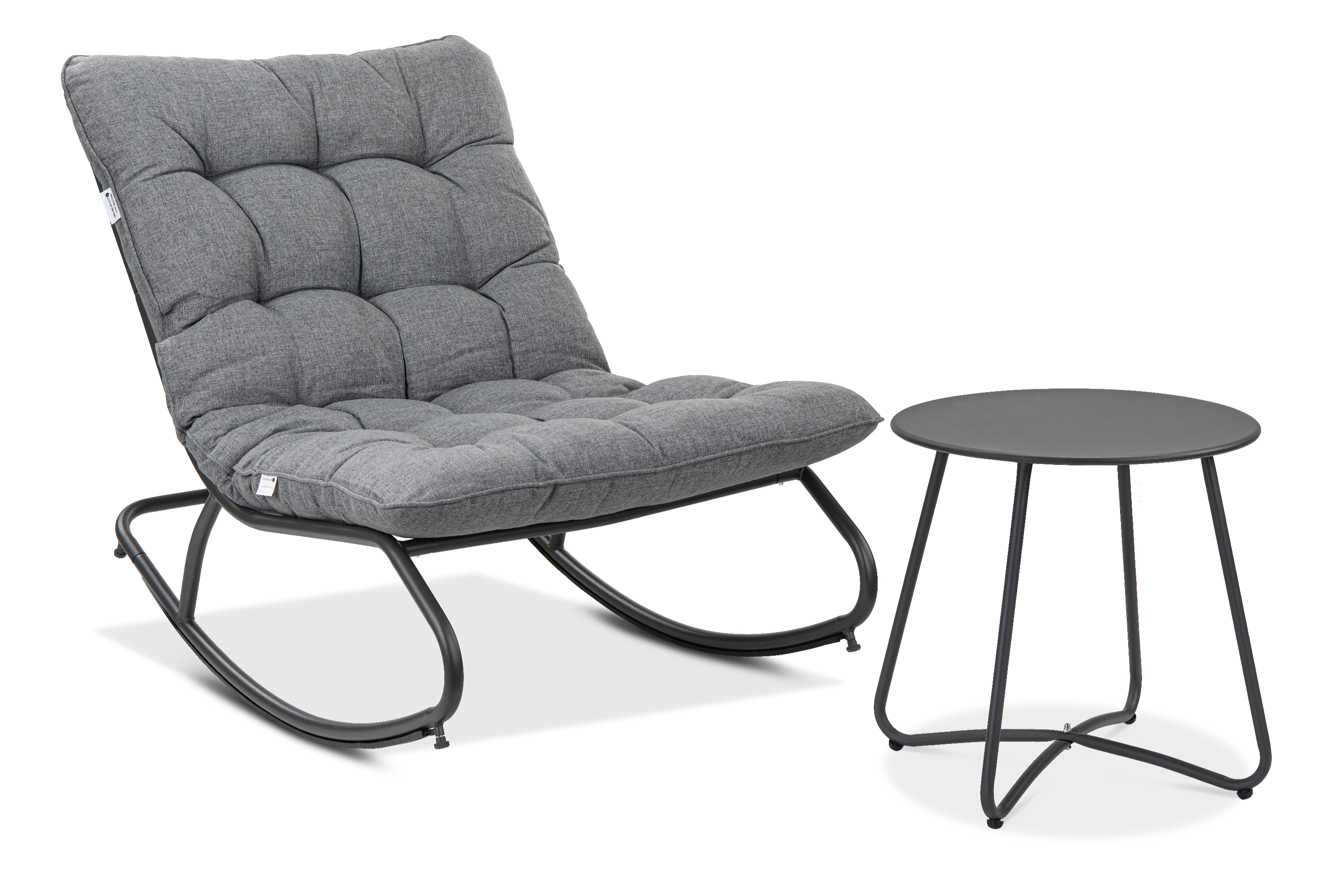 Kompaktowy zestaw wypoczynkowy na taras - Fotel bujany AGAVA i stolik ogrodowy ART