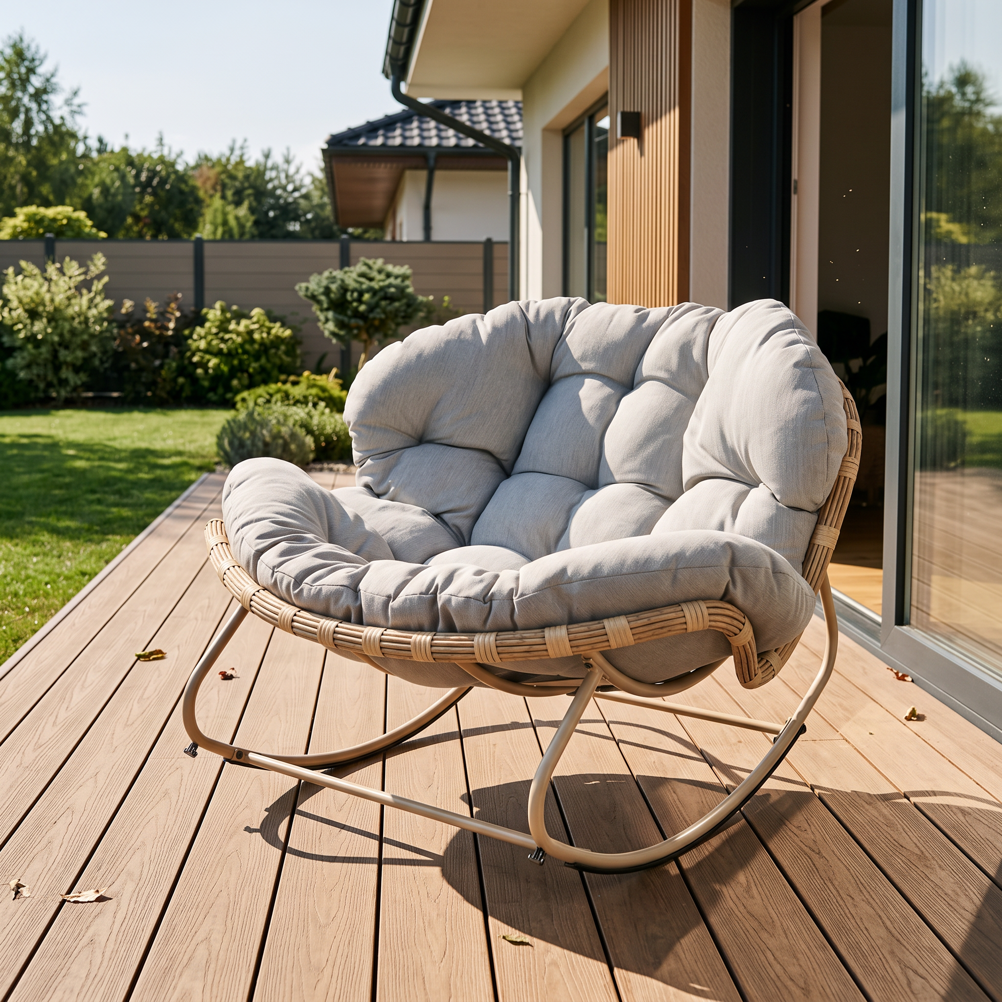 Fotel bujany RODOS Natural/Light Grey - Bjørkka — aranżacja