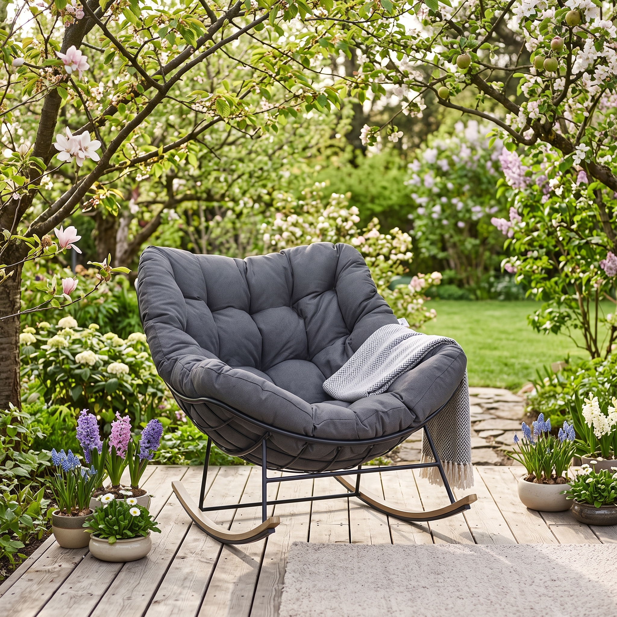 Fotel bujany RONDA Dark Grey - Bjørkka — aranżacja