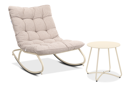 Fotel bujany tarasowy AGAVA z stolikem ART Light Beige - zdjecie bez tla