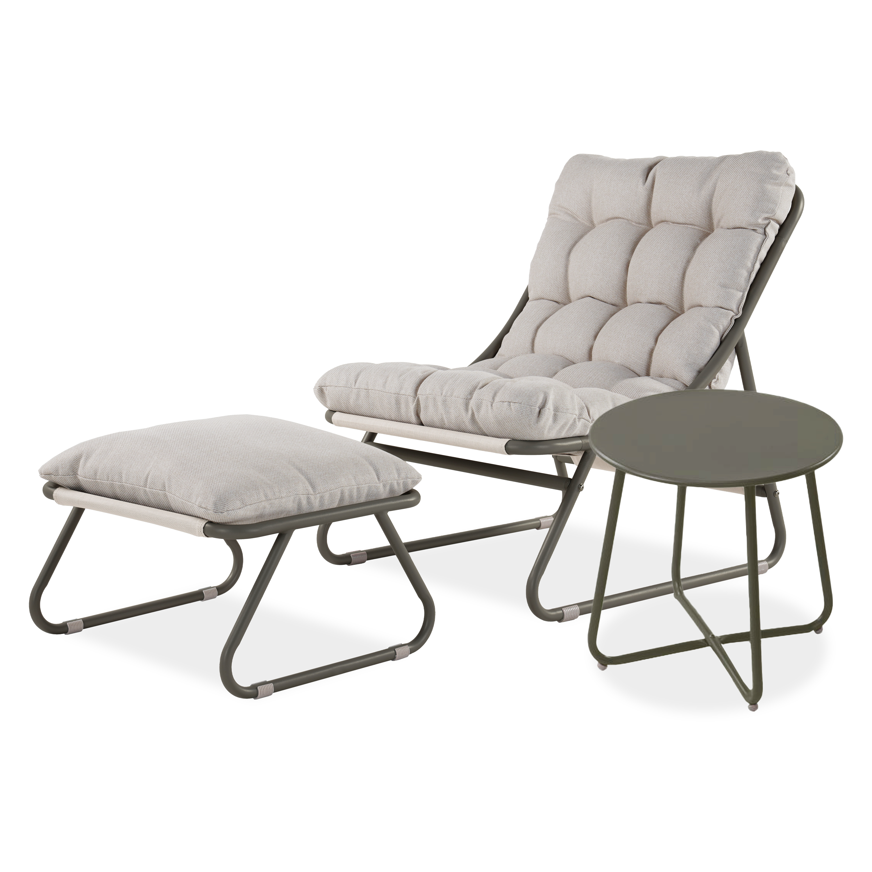 Zestaw ogrodowy fotela z stolikiem VISTA RELAX PLUS Grey/Beige - Bjørkka