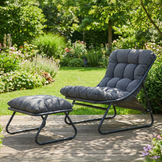 Podnóżek do fotela ogrodowego w kolorze ciemnoszarym zbliżenie produktu