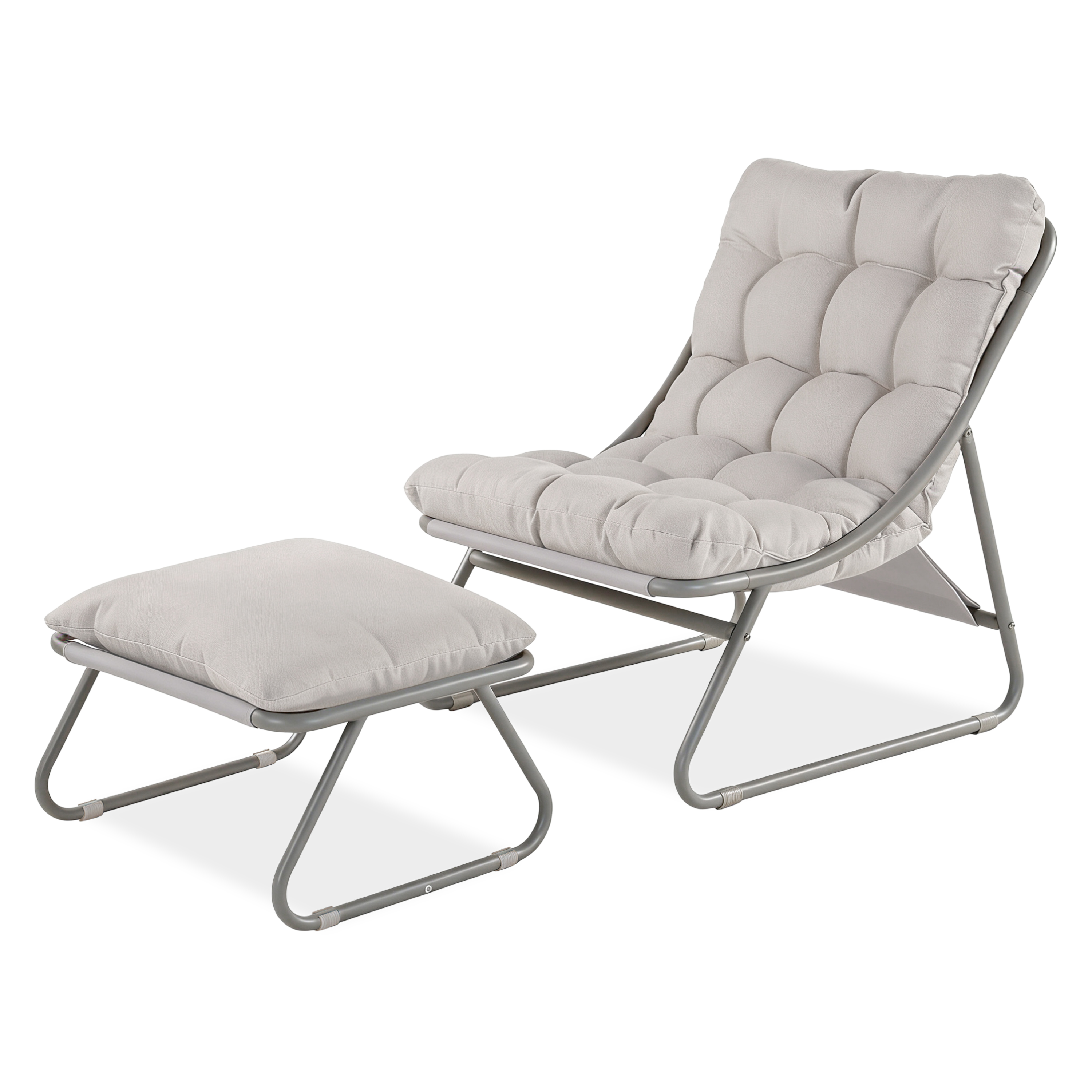 Zestaw ogrodowy fotela z pufą VISTA RELAX Grey/Beige - Bjørkka