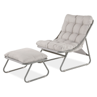 Zestaw ogrodowy fotela z pufą VISTA RELAX Grey/Beige - Bjørkka