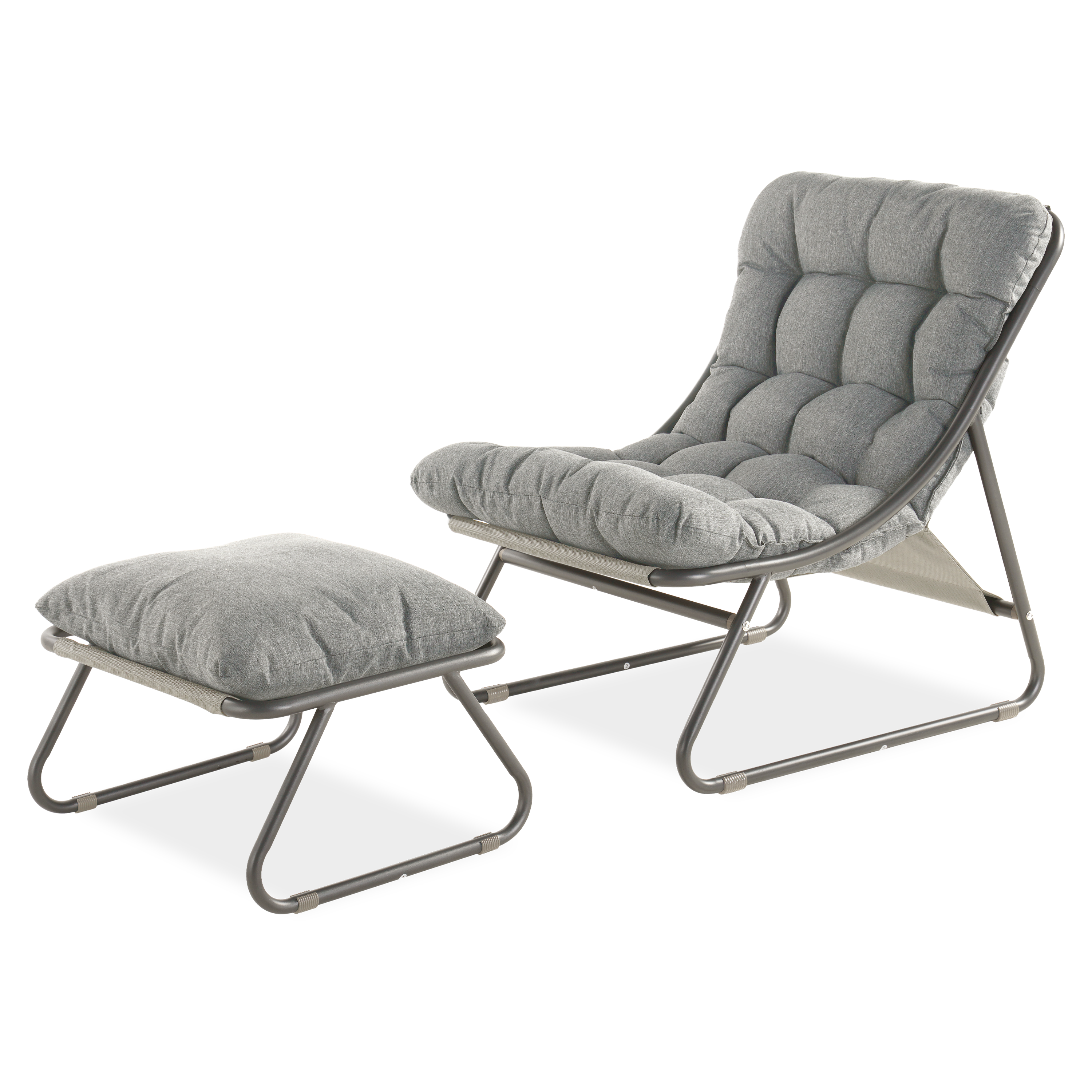 Zestaw ogrodowy fotela z pufą VISTA RELAX Grey/Beige - Bjørkka