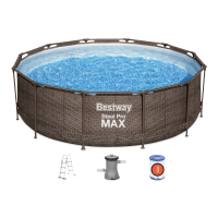 okrągły basen stelażowy w zestawie z pompą filtrującą z drabiną i filtrami