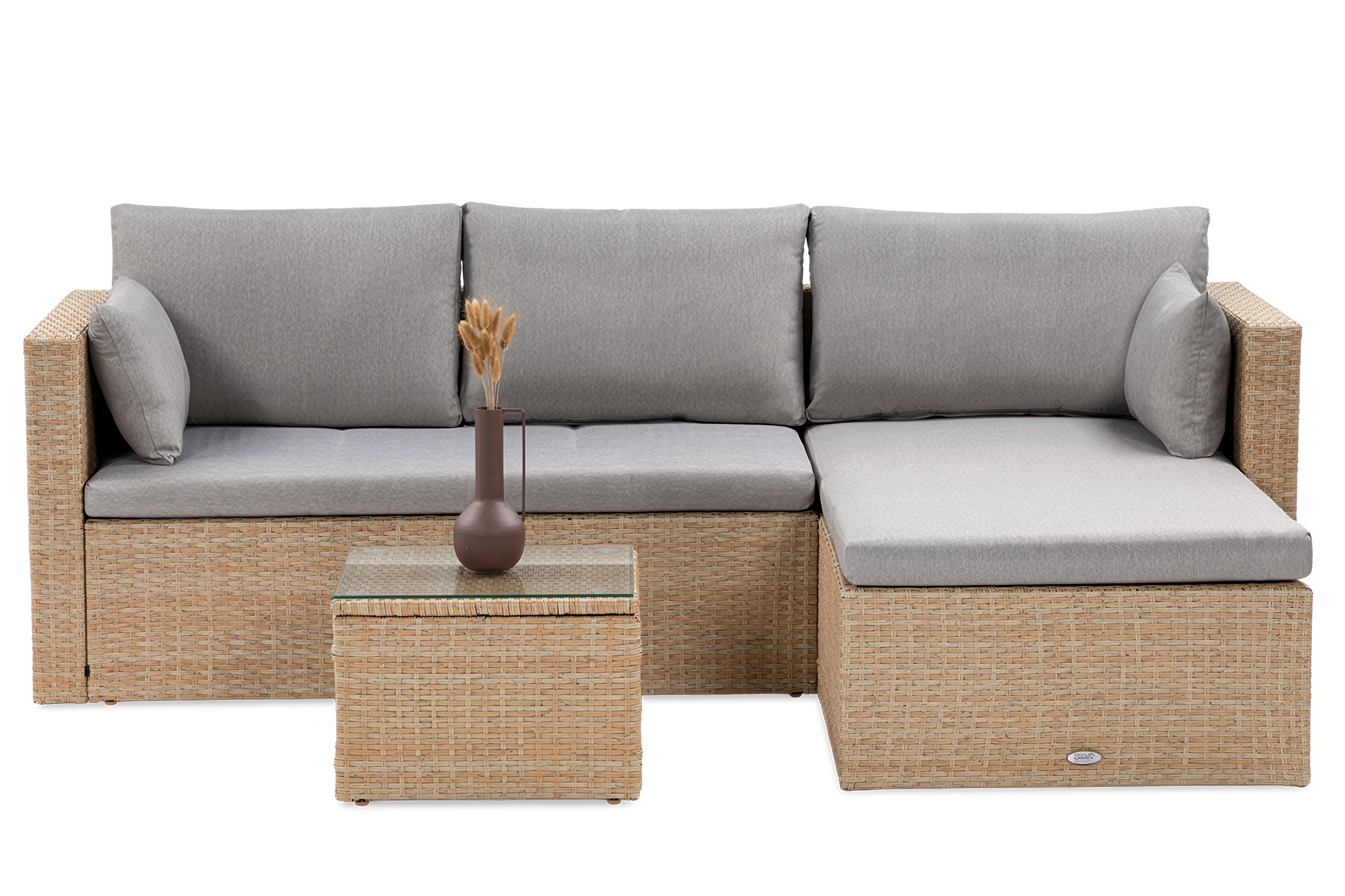 Front narożnika technorattanowego Lizbona Beige