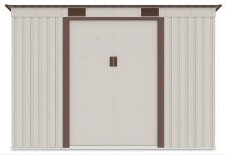 Widok z przodu domku narzędziowego OREGON 261x121cm w kolorze beżowym
