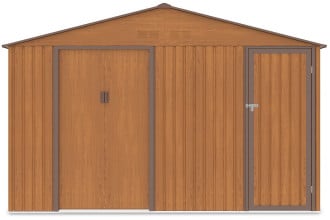 Zdjęcie przodu domku narzędziowego Falcon Oak Brown, zamknięte drzwi