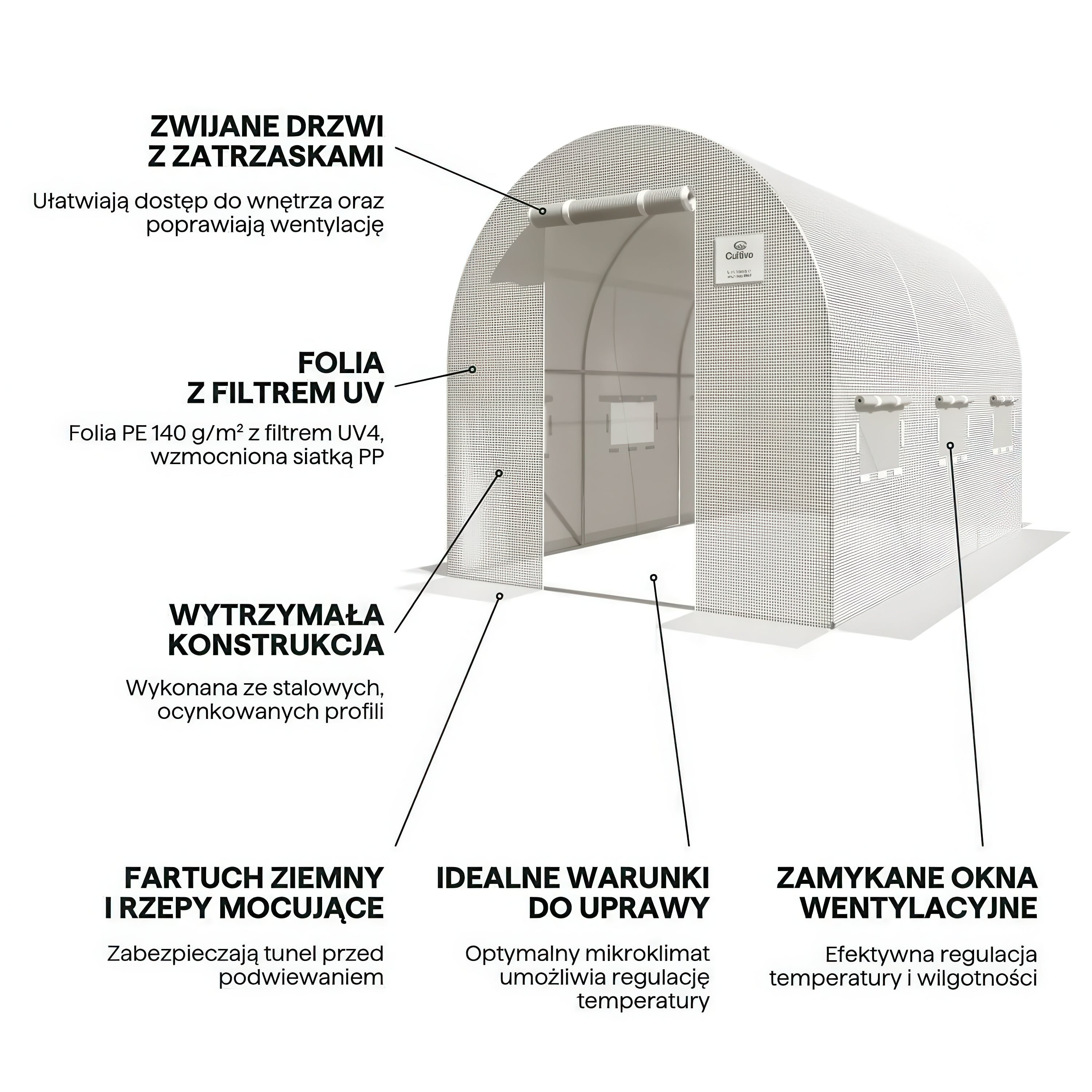 Tunel ogrodowy, foliowy funkcjonalności, najważniejsze cechy 6m2 Cultivo