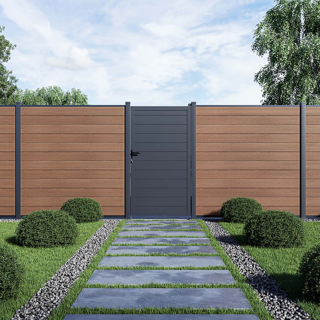 Furtka ogrodzeniowa do mocowania na twardym podłożu URBAN/CITY Antracite - Gutroof