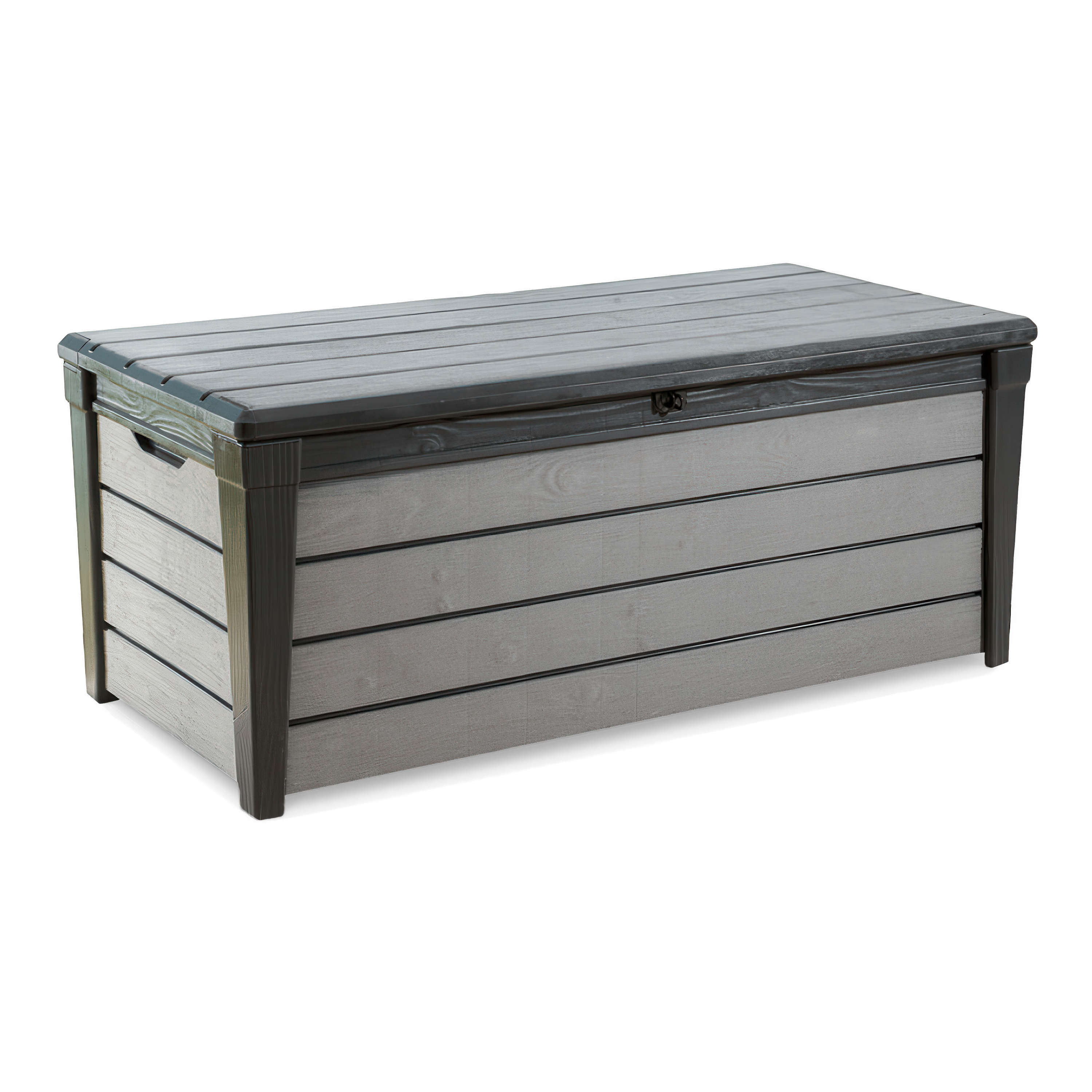 skrzynia zewnętrzna z tworzywa sztucznego, które przypomina drewno