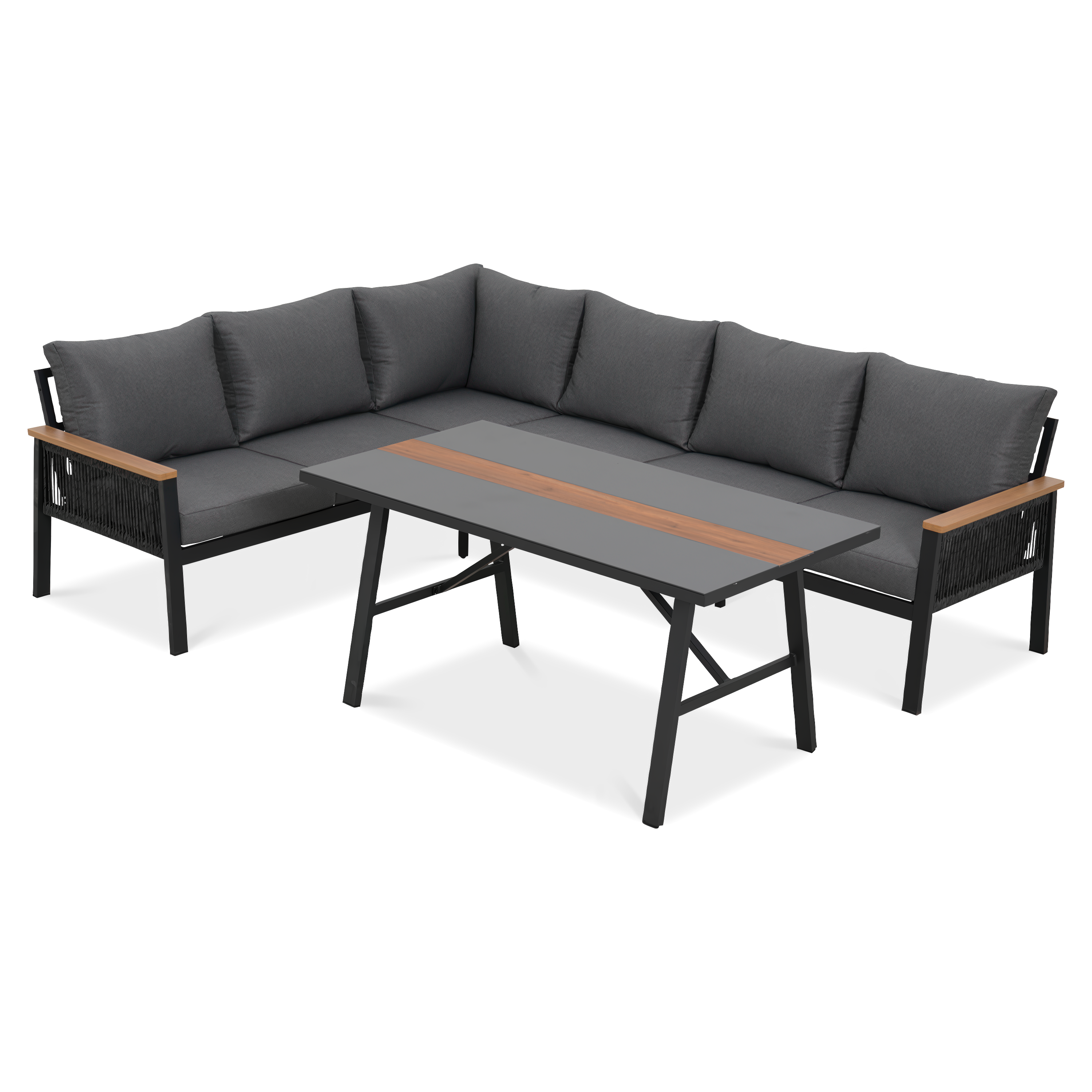 Narożnik + stół Ascona Dark Grey