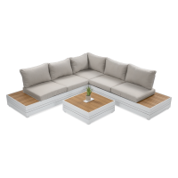 Zestaw wypoczynkowy Marvel White narożnik ze stolikiem