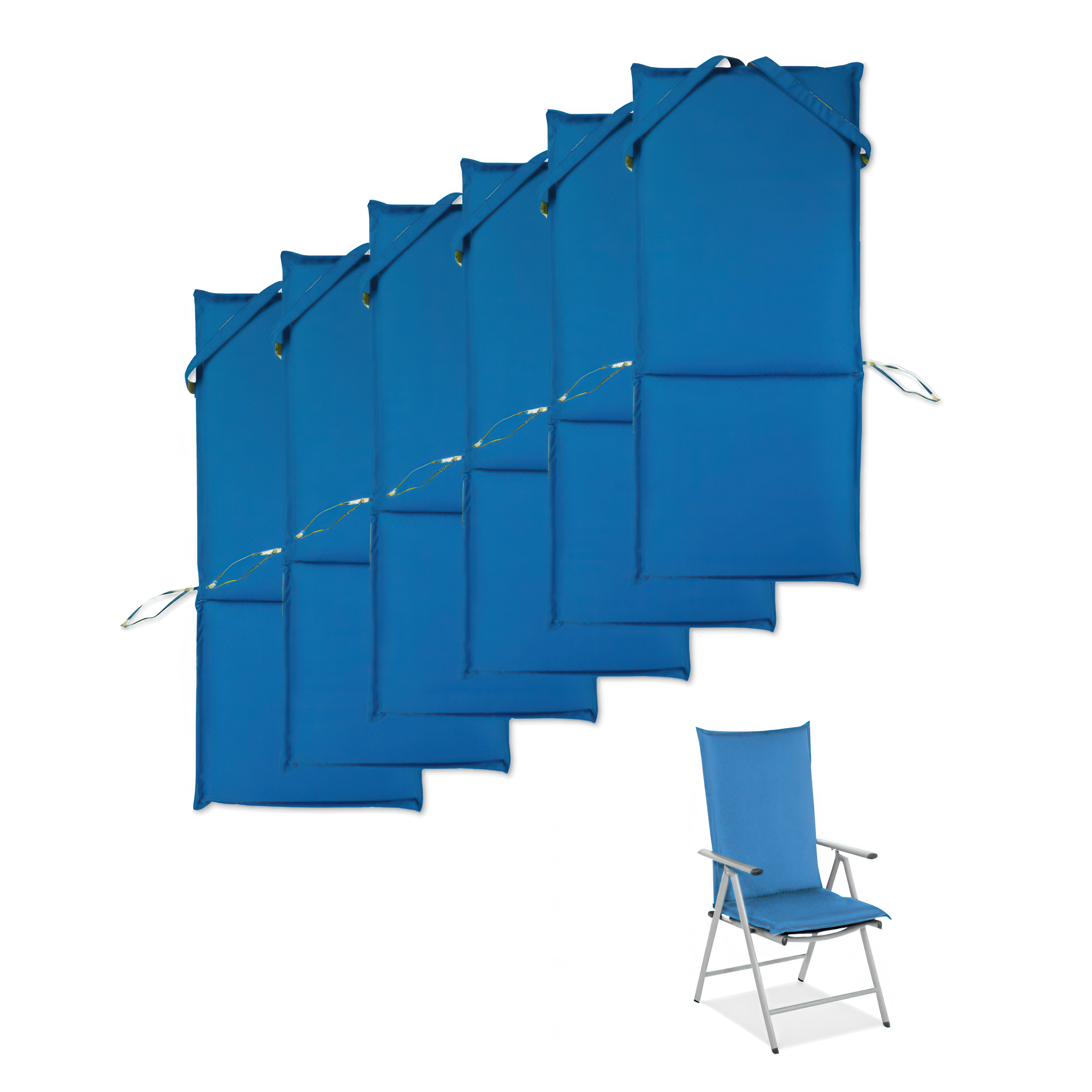 poduszki w kolorze niebieskim dostosowane pod krzesło ogrodowe od moodme