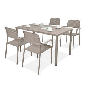 komplet ogrodowy brązowy z krzesłami i stolika