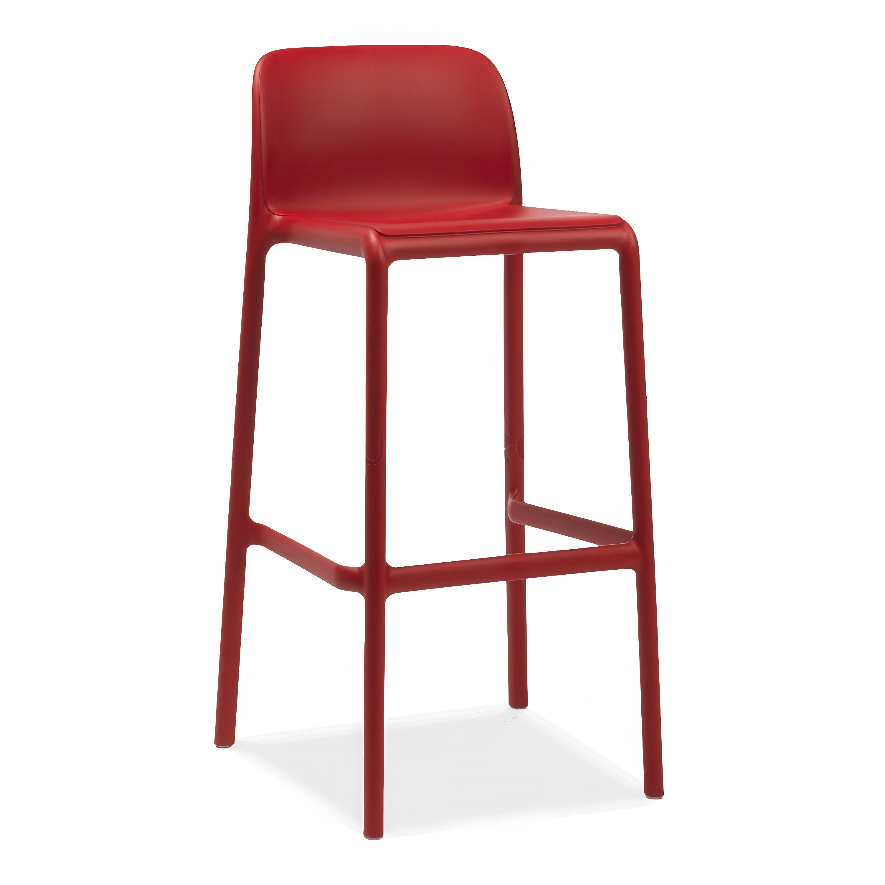 czerwony stołek ogrodowy