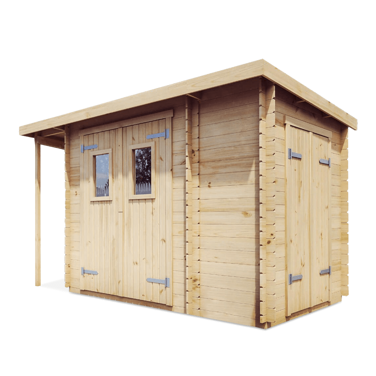 domek ogrodowy z narzędziownią i drewutnią