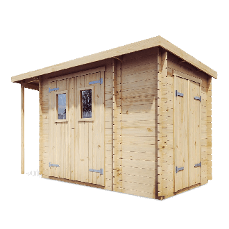 domek ogrodowy z narzędziownią i drewutnią