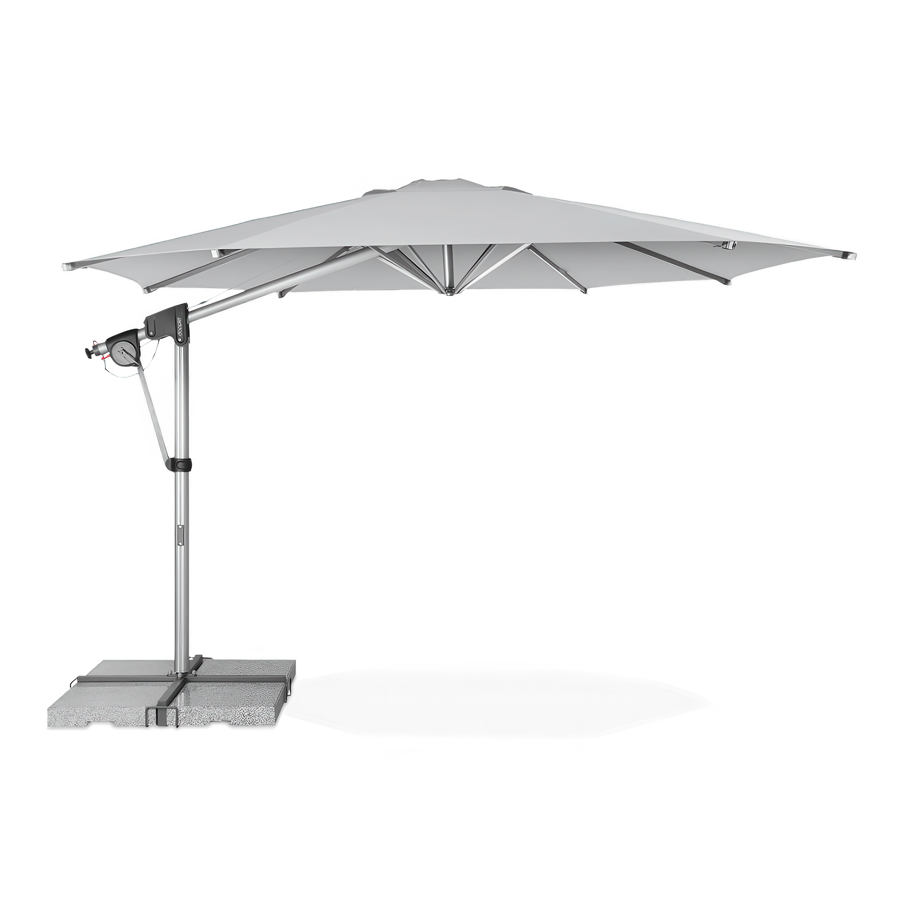 parasol ba stojaku do ogrodu w kolorze szarym