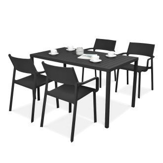 czarny zestaw stołu i krzeseł jadalnianych do restauracji