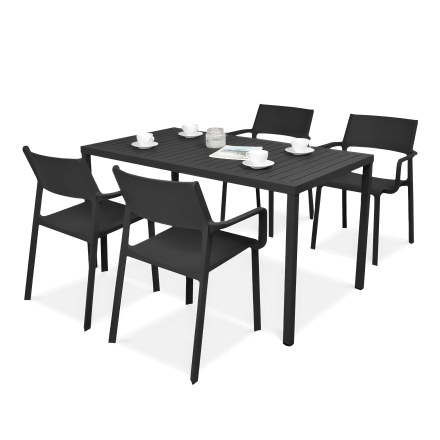 czarny zestaw stołu i krzeseł jadalnianych do restauracji