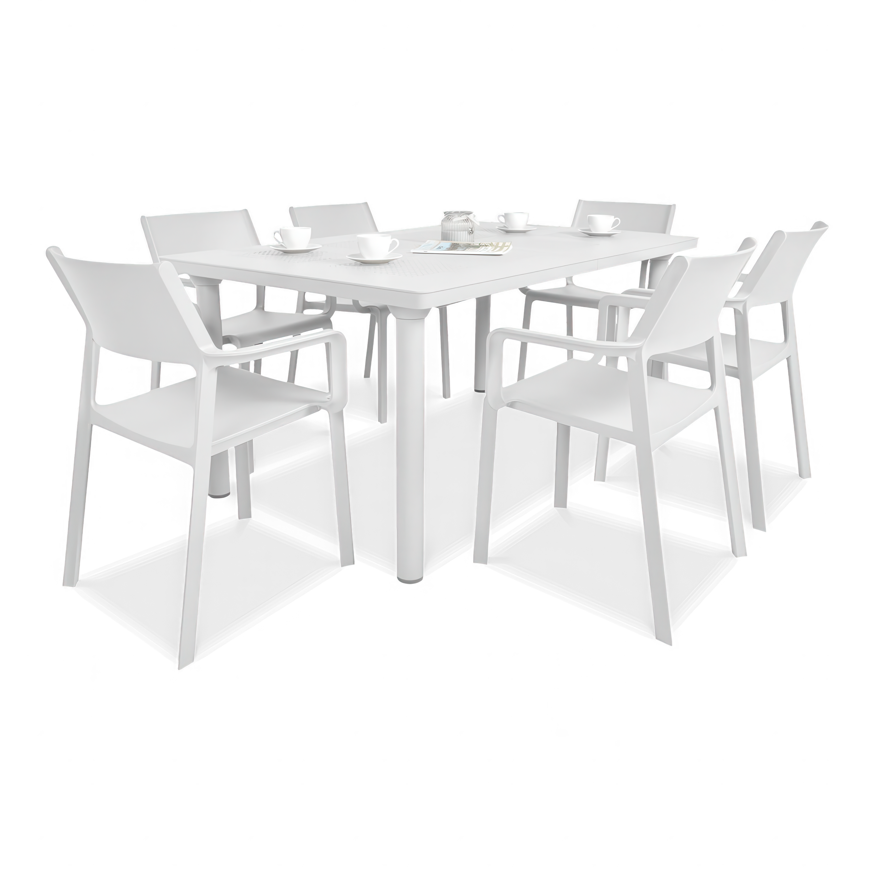 zestaw białych mebli jadalnianych do restauracji