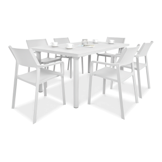 zestaw białych mebli jadalnianych do restauracji