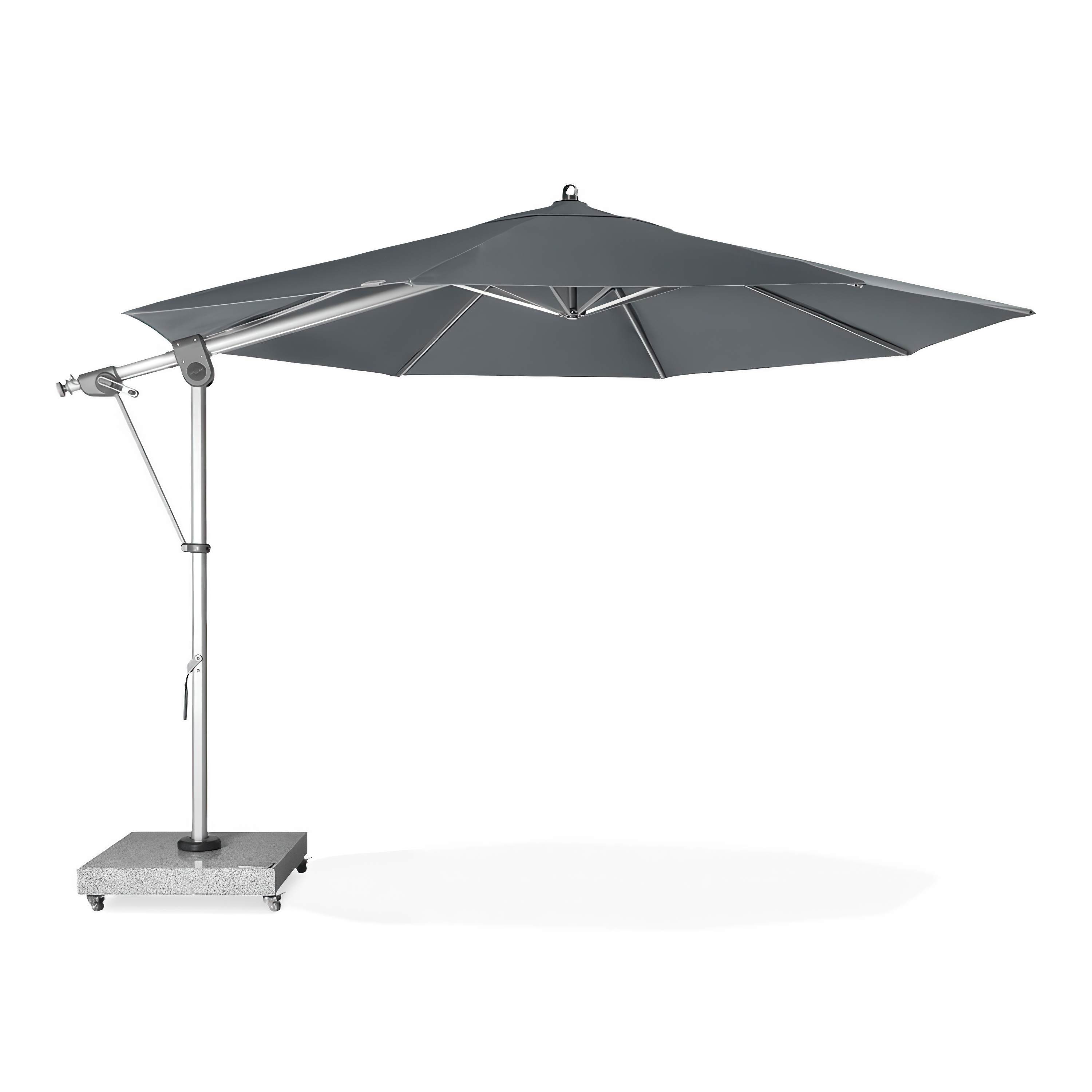 parasol ogrodowy na podstawie w kolorze czarnym