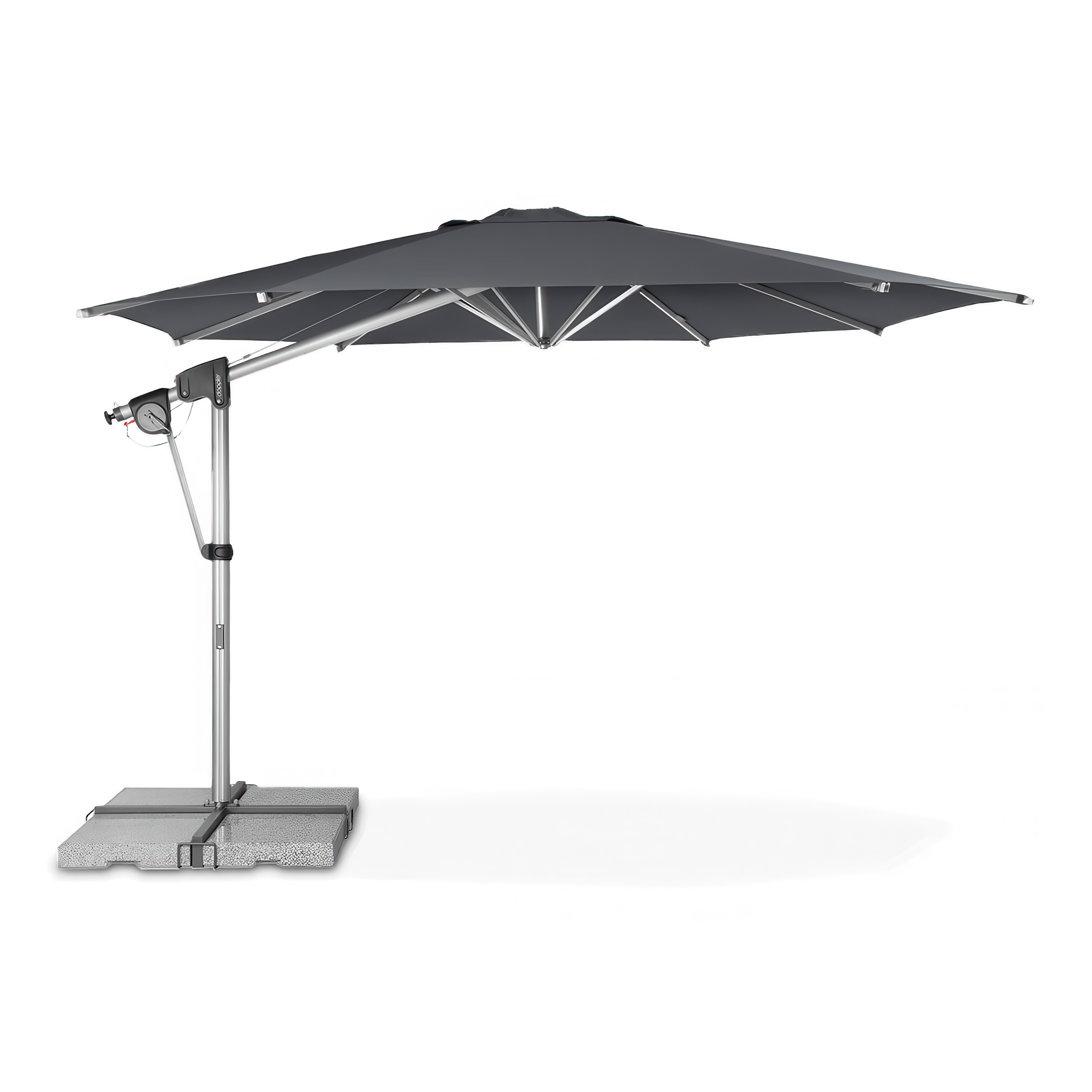 czarny parasol ogrodowy na wysięgniku