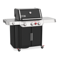 grill gazowy z czarną szafką na kółkach