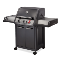 czarny grill gazowy na kółkach z czarną szafką