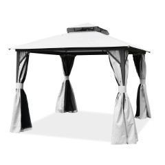 Pawilon ogrodowy VANCOUVER od firmy Hardmaister z odsłoniętymi zasłonami