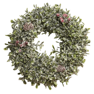 Wianek z bukszpanu GLORIAFIR śnieżony, średnica 20cm