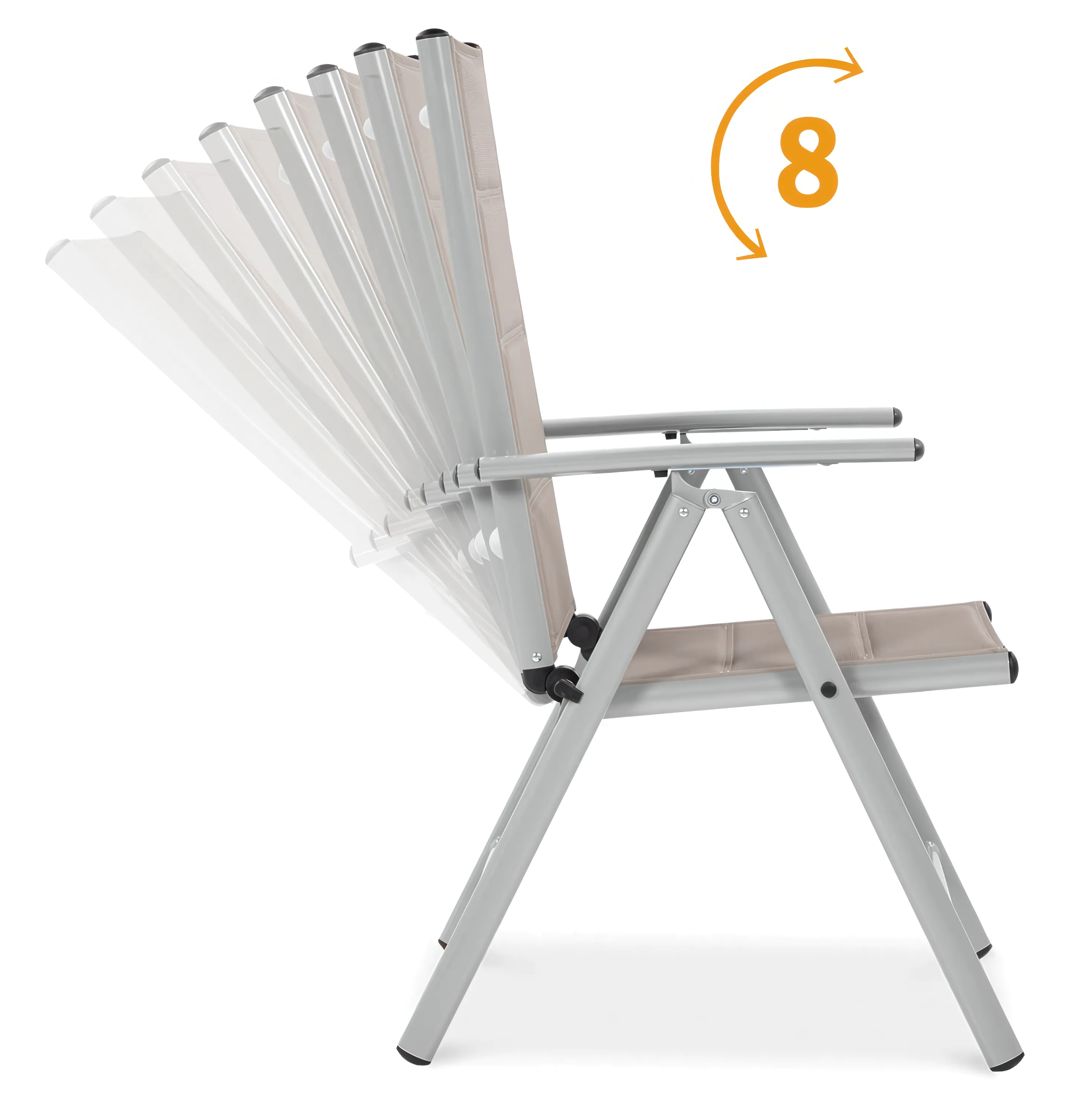 Krzesło z zestawu Sydney Silver Taupe Focus Garden z 8-stopniową regulacją oparcia