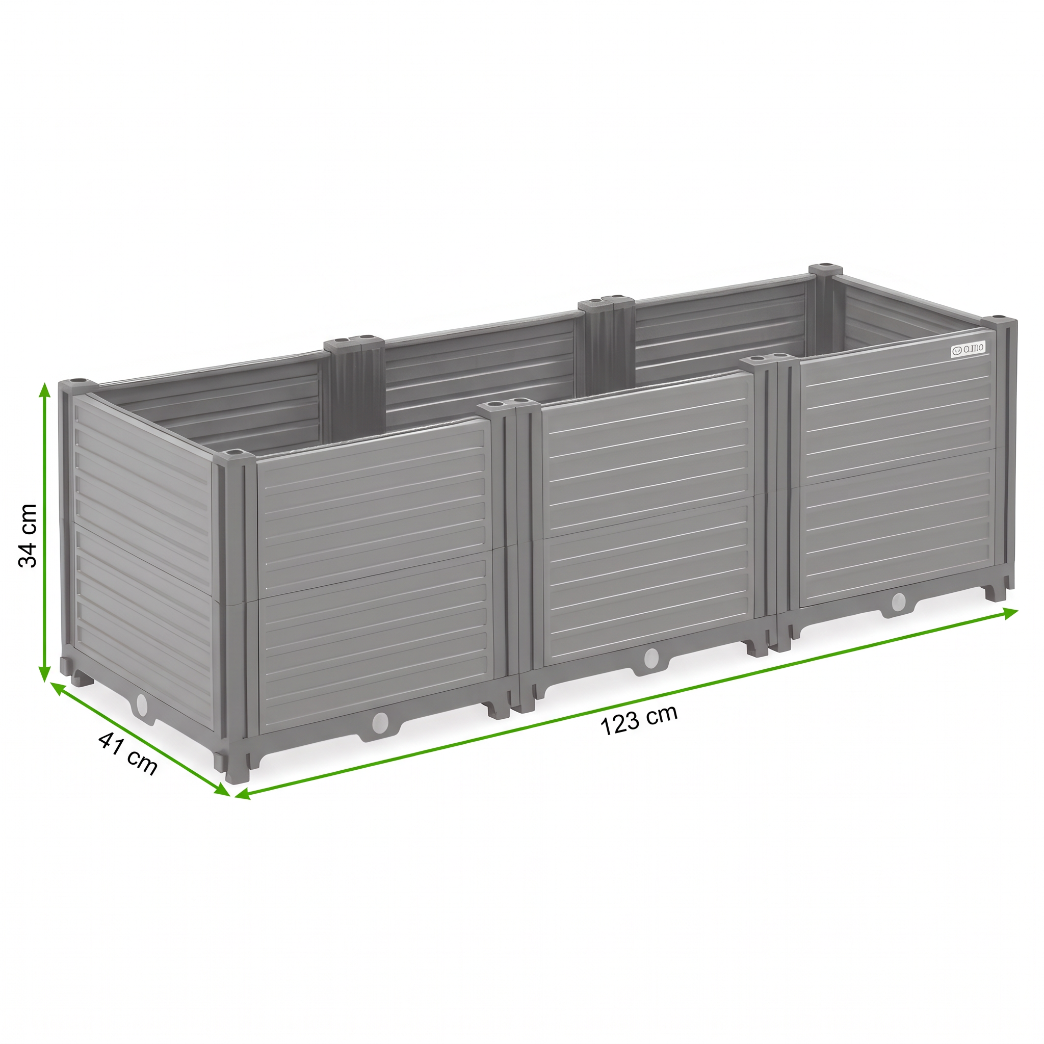 Grafika z wymiarami produktu Skrzynia uprawowa GROW BOX L Cultivo w kolorze szarym
