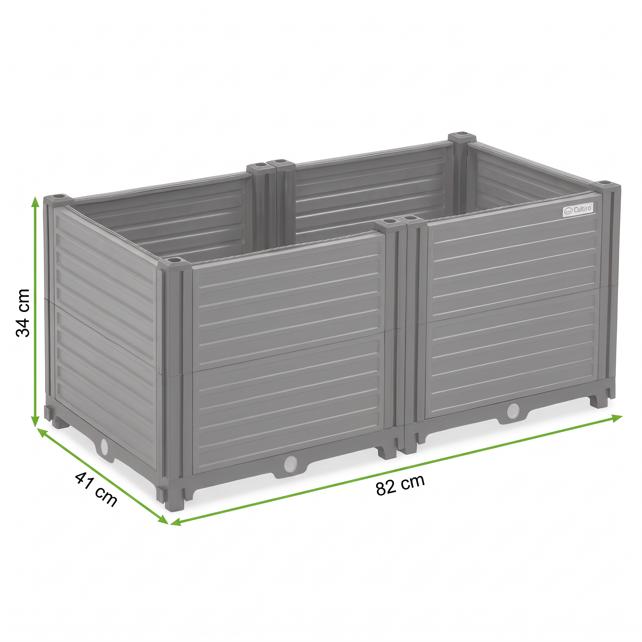 Grafika z wymiarami produktu Skrzynia uprawowa GROW BOX M 82x41x31cm Cultivo w kolorze szarym
