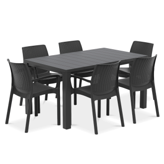 Grafitowy zestaw jadalniany z tworzywa sztucznego na ogród bali/julie od marki keter