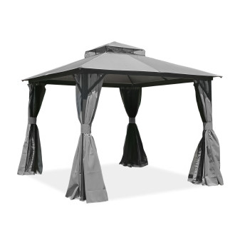 Pawilon ogrodowy VANCOUVER od firmy Hardmaister z odsłoniętymi zasłonami