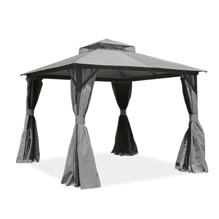 Pawilon ogrodowy VANCOUVER od firmy Hardmaister z odsłoniętymi zasłonami