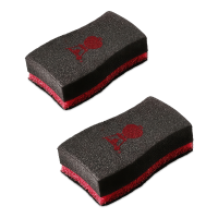 dwie gąbki do czyszczenia grilla czerwono czarne z logo weber