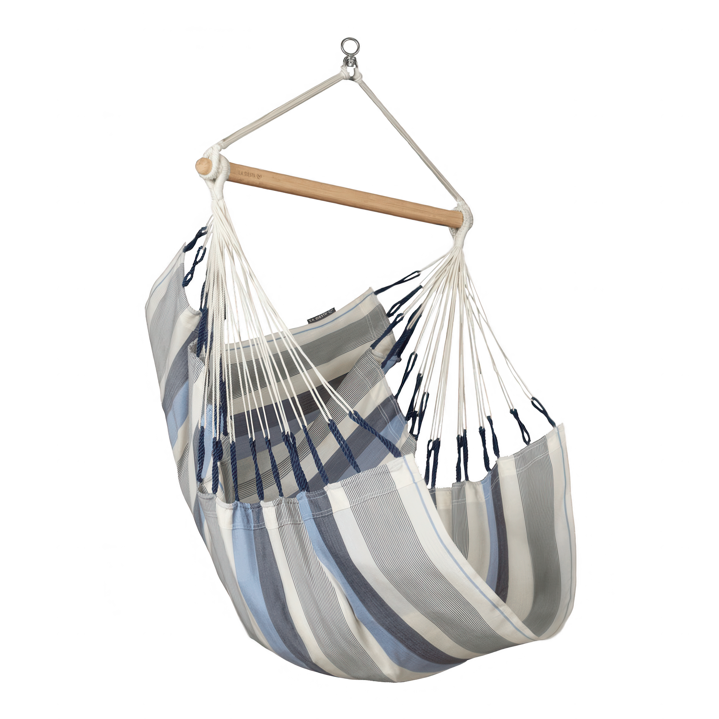 fotel hamakowy w kolorach szaro niebieskich 