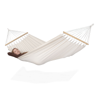 Hamak jednoosobowy z drążkiem FLORENCIA Latte z bawełny organicznej - LA SIESTA