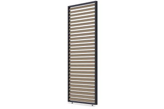 Bok panelu żaluzjowego poziomego do pergol z serii elegeance, deluxe, fusion o szerokości 1m i w kolorze drewna (woodgrain)