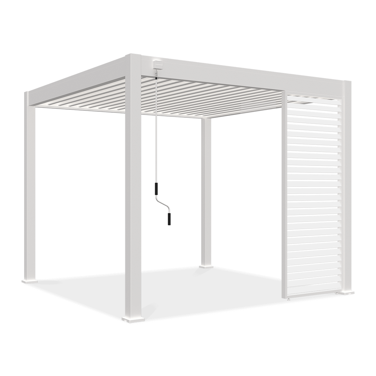 Pojedynczy panel żaluzjowy poziomy 1m biały zamontowany do pergoli