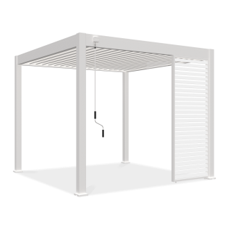 Pojedynczy panel żaluzjowy poziomy 1m biały zamontowany do pergoli