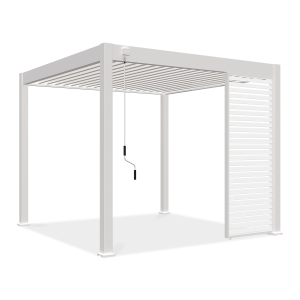 Pojedynczy panel żaluzjowy poziomy 1m biały zamontowany do pergoli